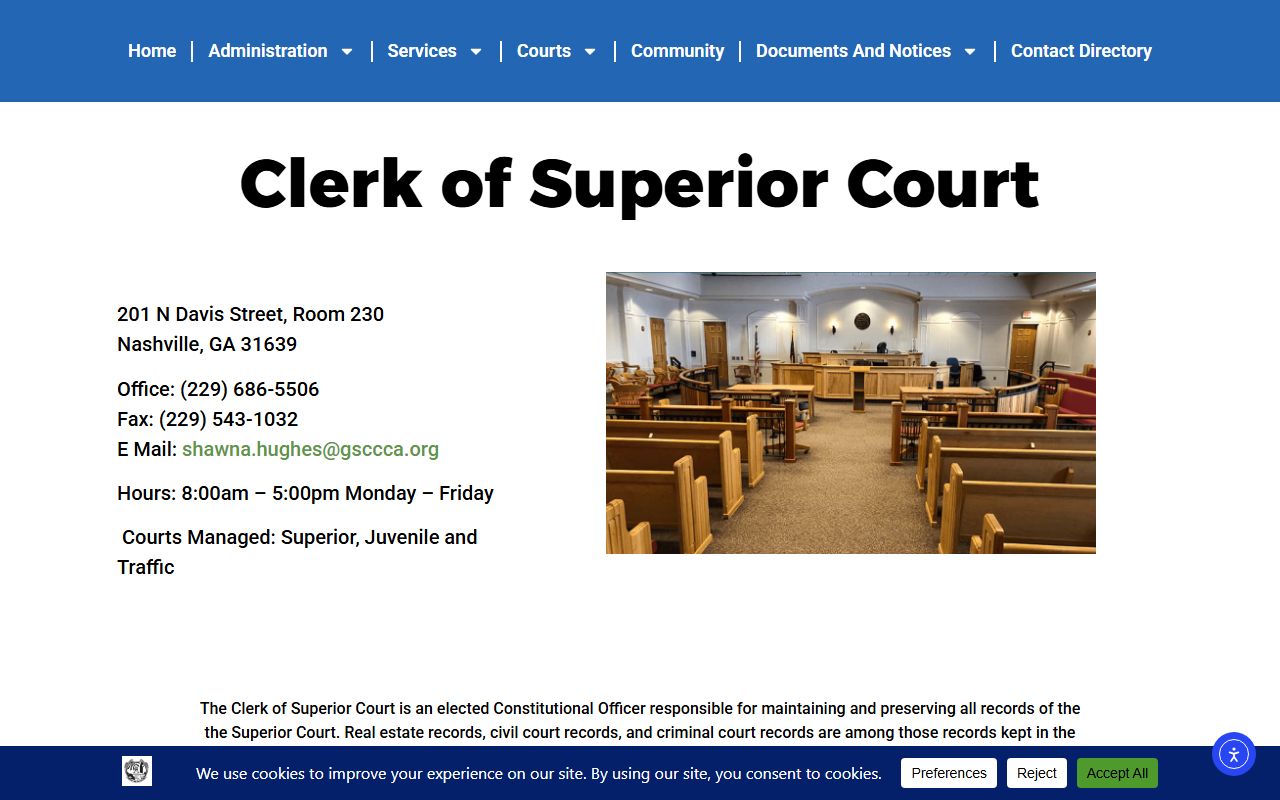 Berrien County Clerk of Superior Court records office page