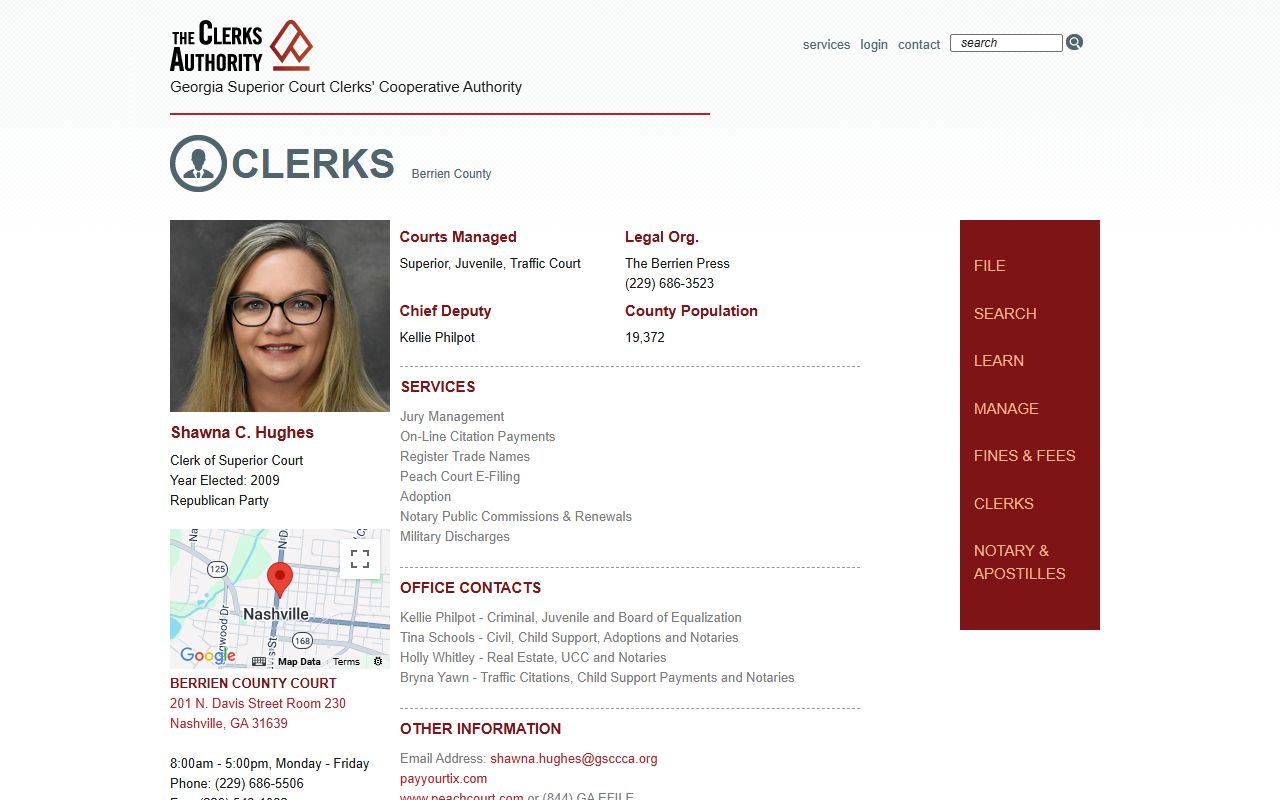 Berrien County Clerk of Superior Court GSCCCA profile