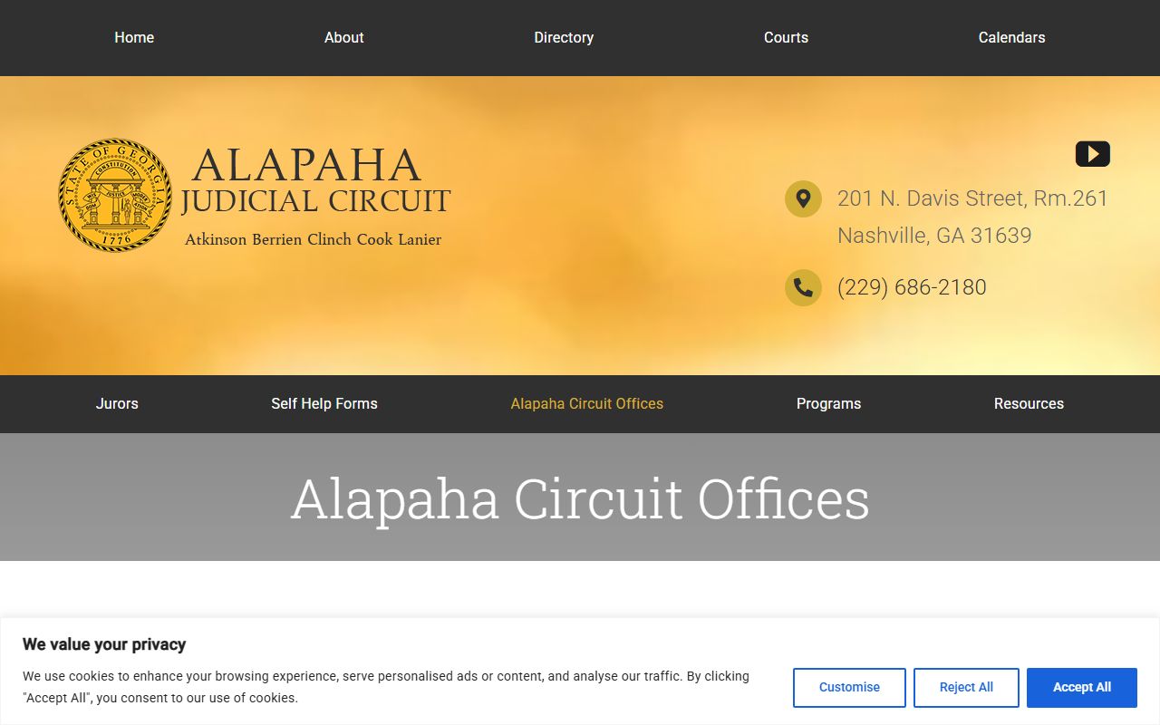 Berrien County court dockets Alapaha Circuit offices