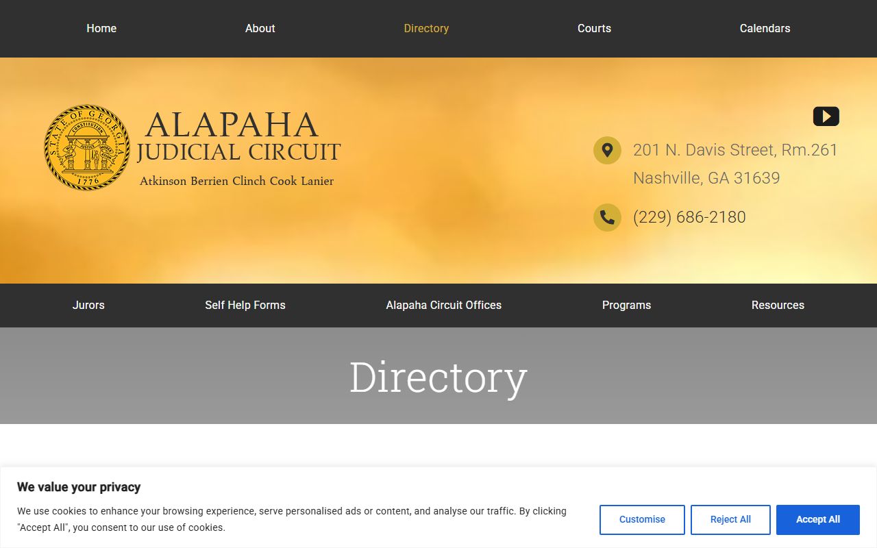 Berrien County court dockets Alapaha Judicial Circuit directory