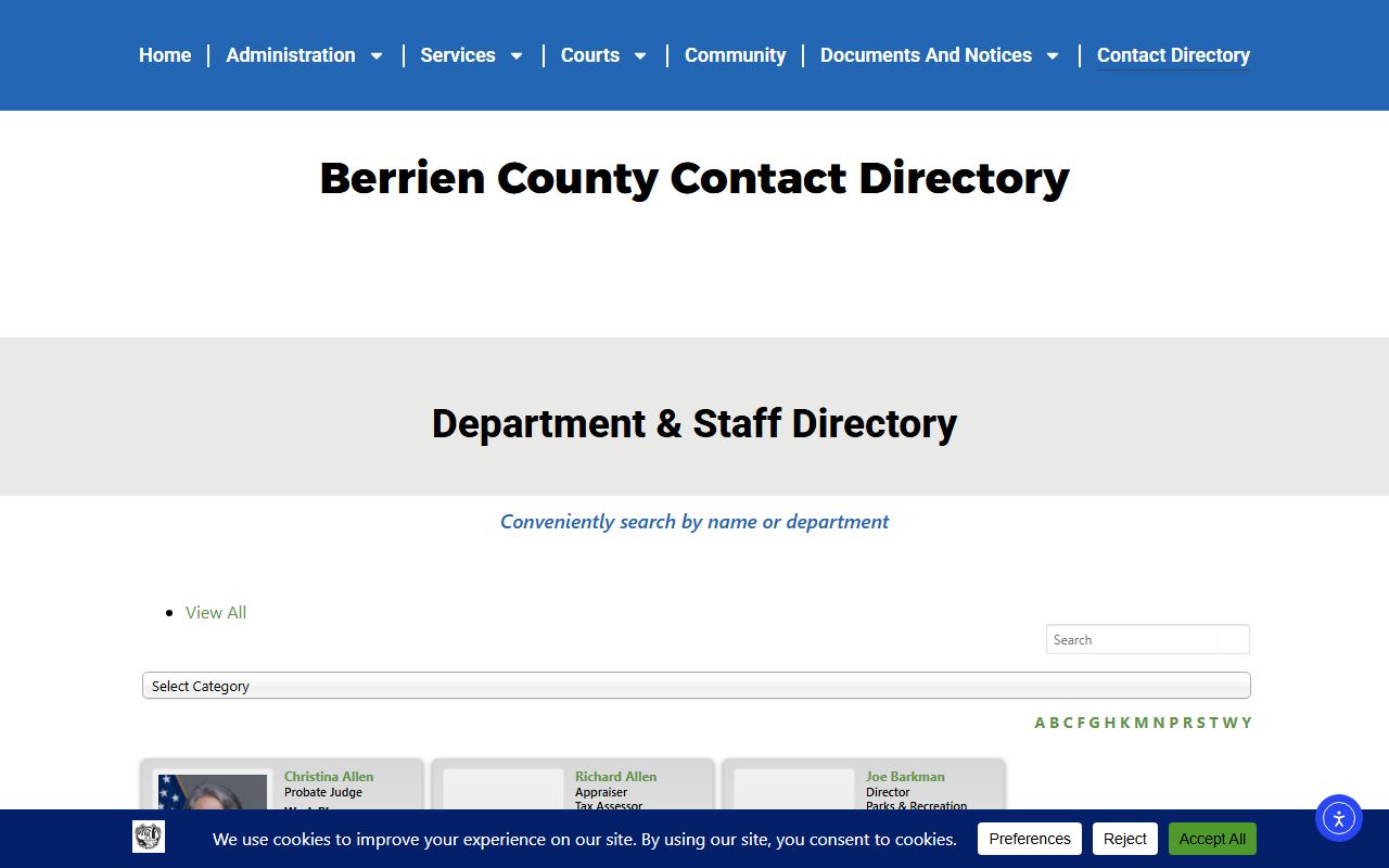 Berrien County court records contact directory