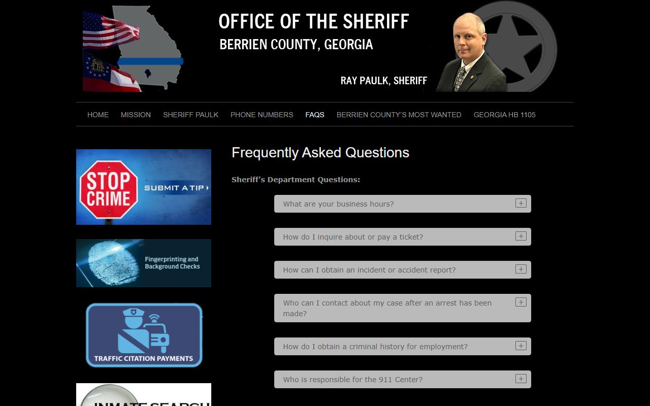 Berrien County inmate records sheriff FAQ