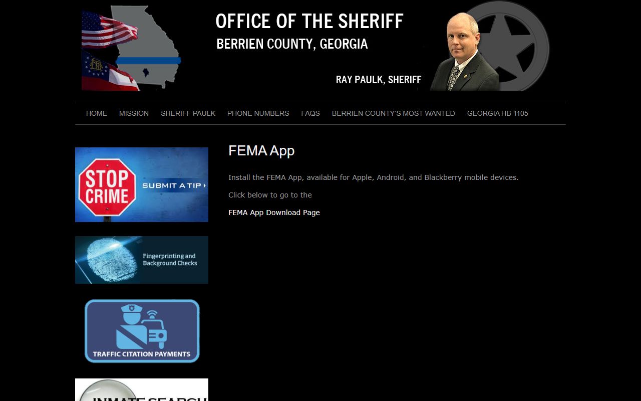 Berrien County inmate records sheriff FEMA app note