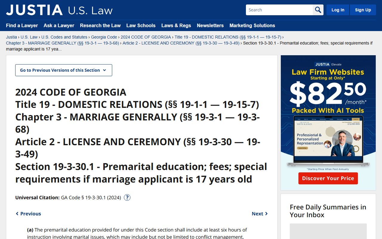 Berrien County marriage records premarital education statute