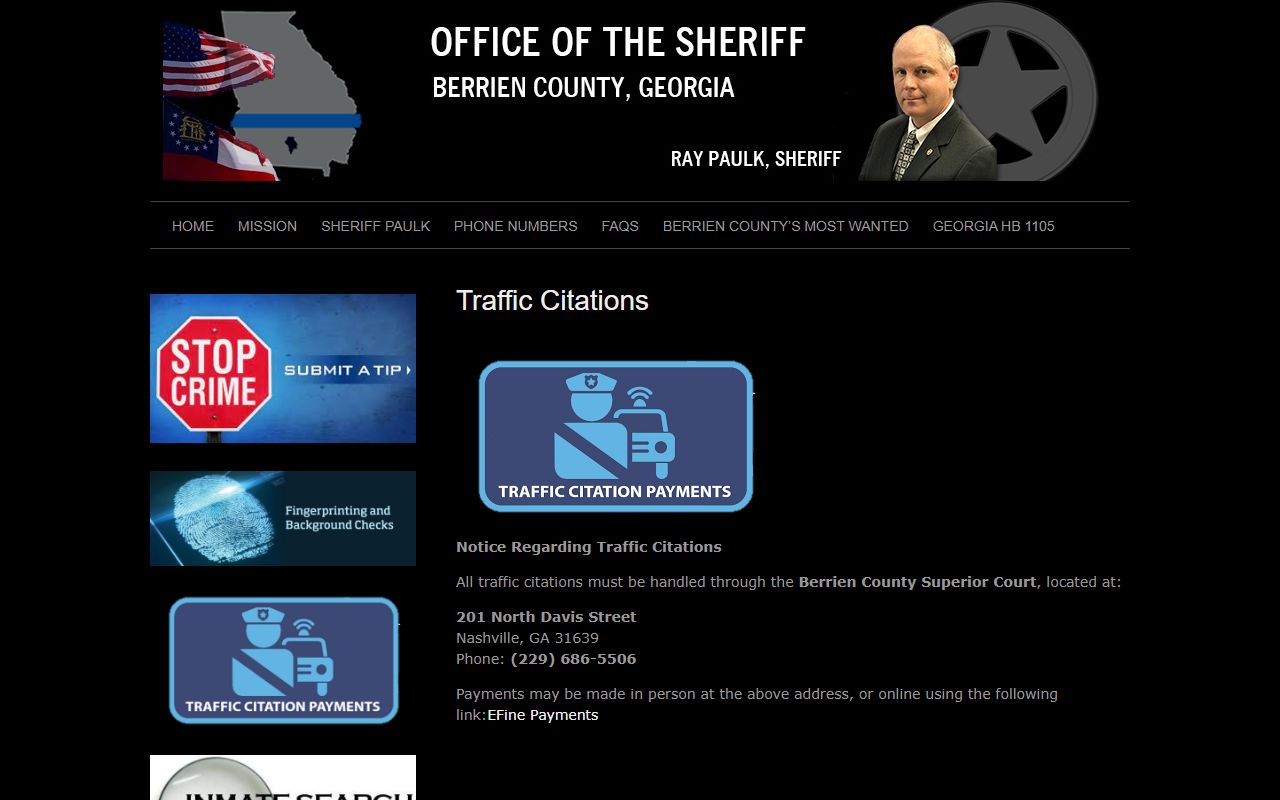 Berrien County traffic court records sheriff citation page
